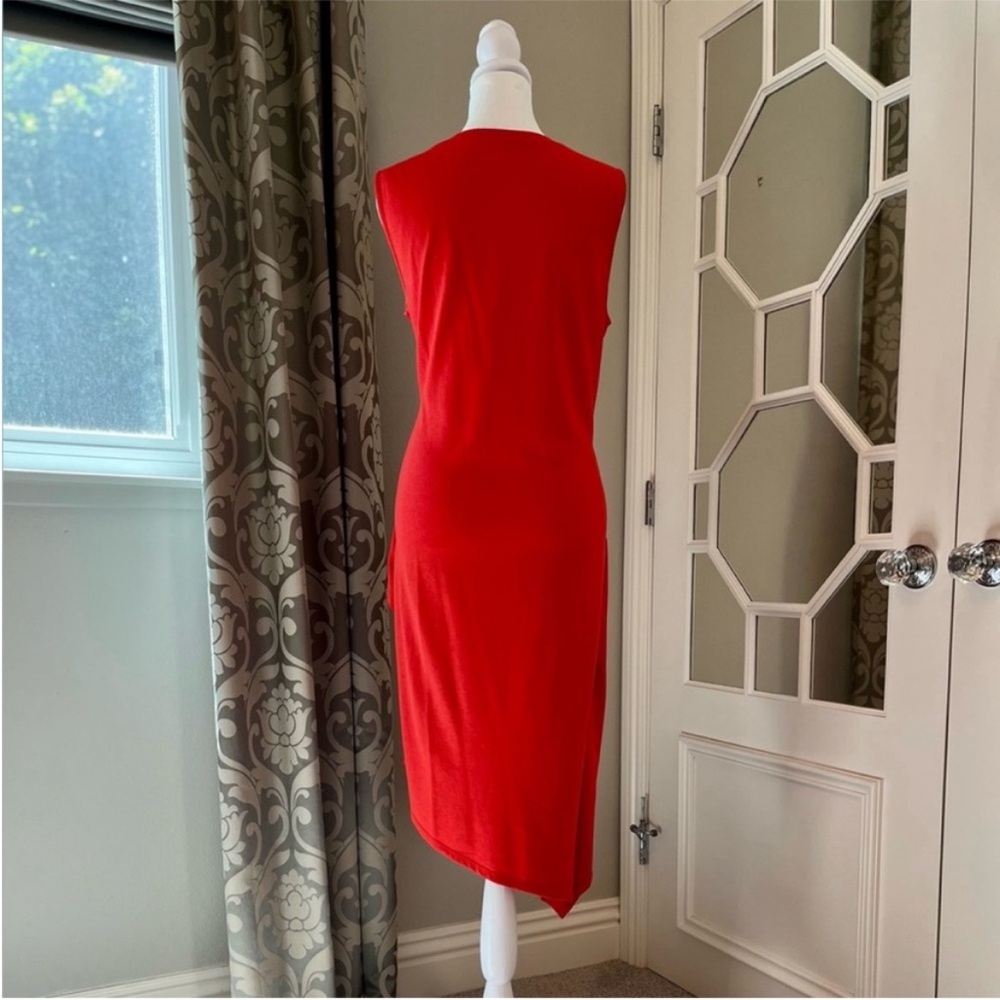 Nordstrom Red Faux Wrap Cotton Dress - Size Medium - Picture 3 of 6